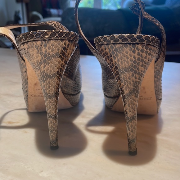 Jimmy Choo Slingback Peep toe Snakeskin Stilettos. Size 40 - Picture 6 of 9